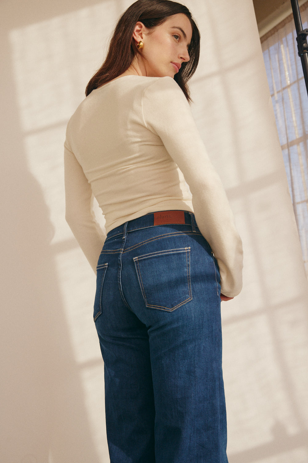The Malibu Wide Denim Cropped | Deep Sapphire