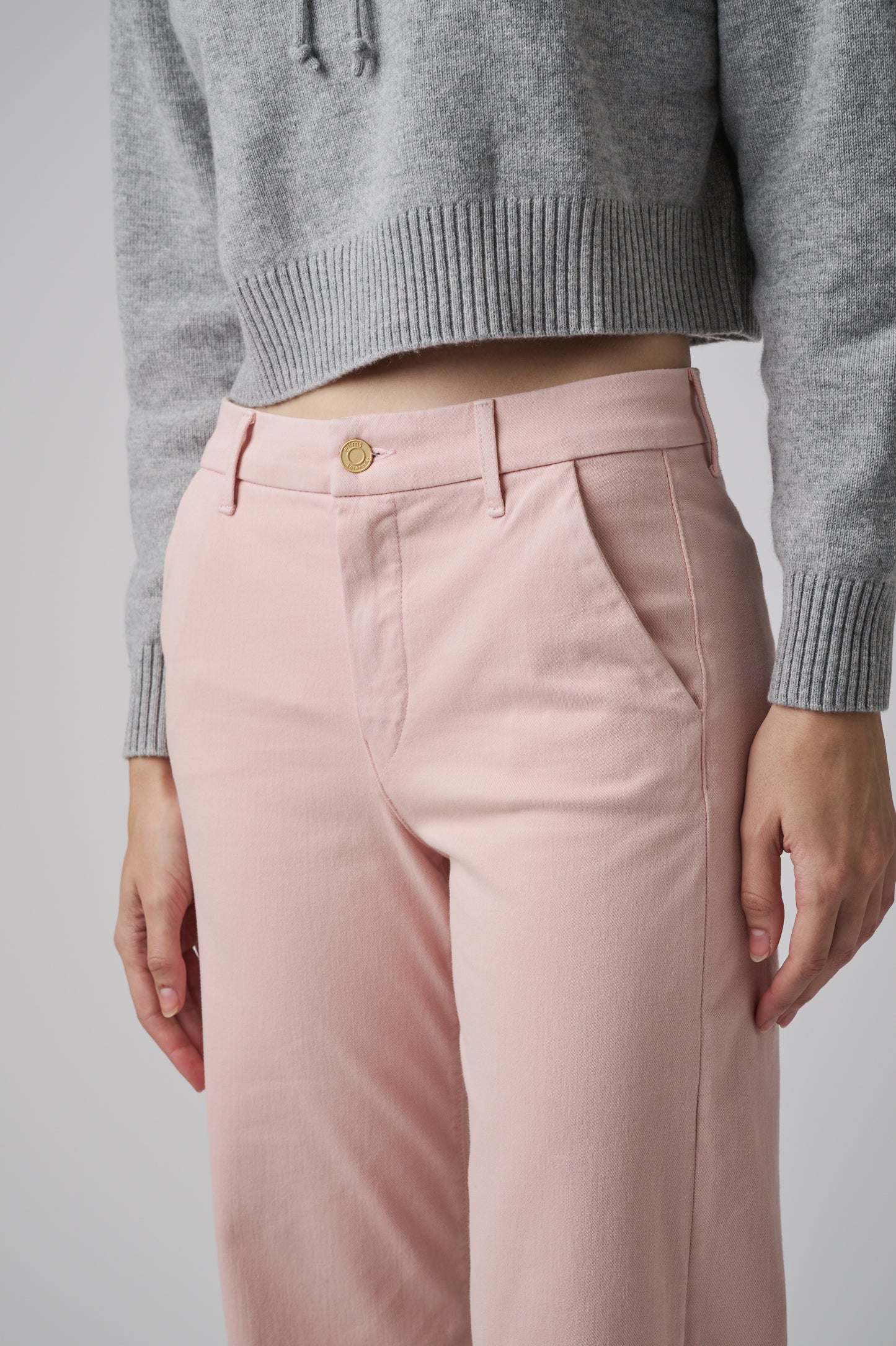 The Malibu Wide Chino Cropped | Powdered Rose