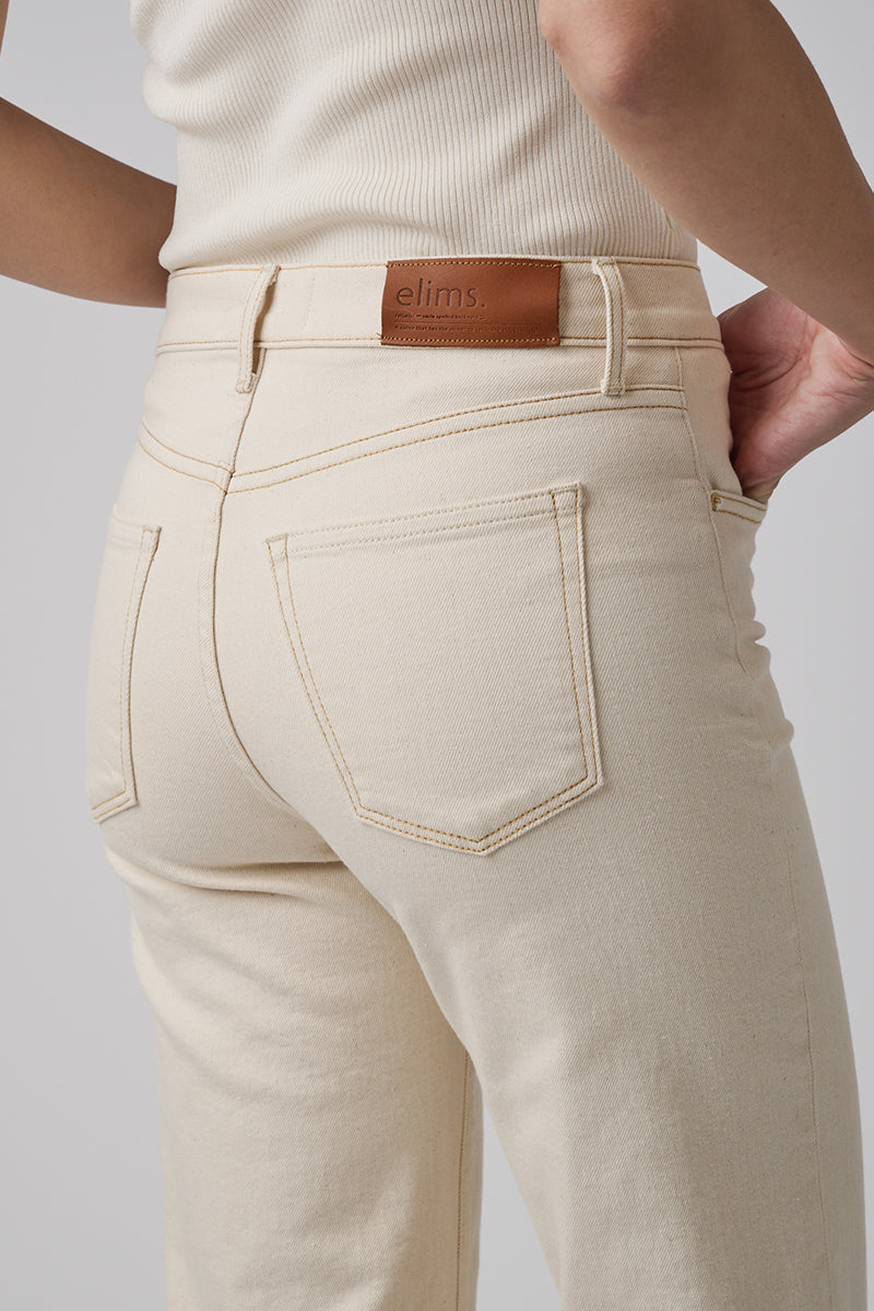 The Malibu Wide Denim Cropped | White Sand