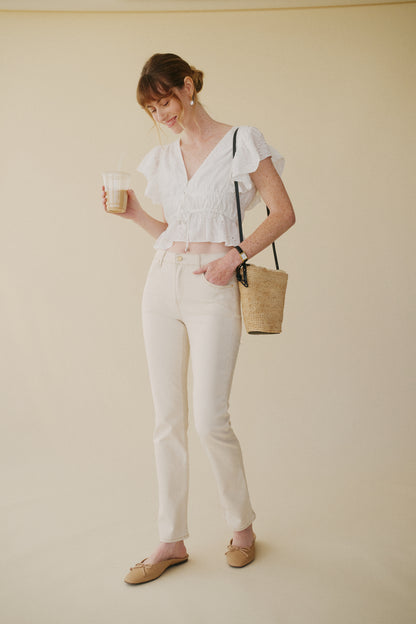 The Melrose Slim Straight Denim  |  White Sand